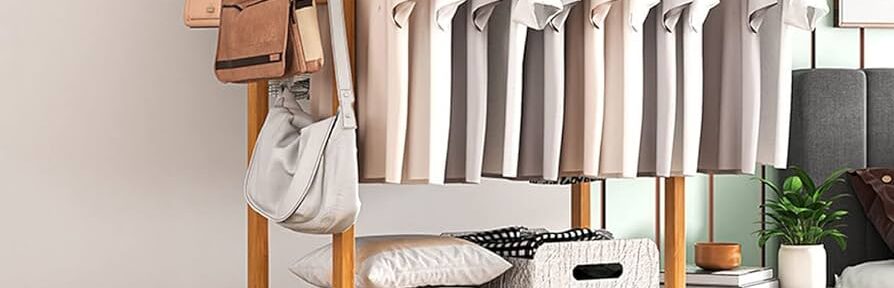 wooden clothes rack